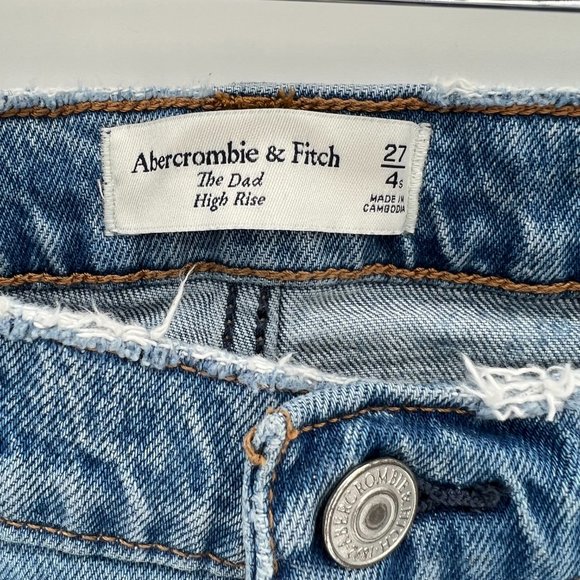 Abercrombie & Fitch The Dad High Rise Jeans Distressed Denim Size 27/4 Short 4P - Picture 5 of 12